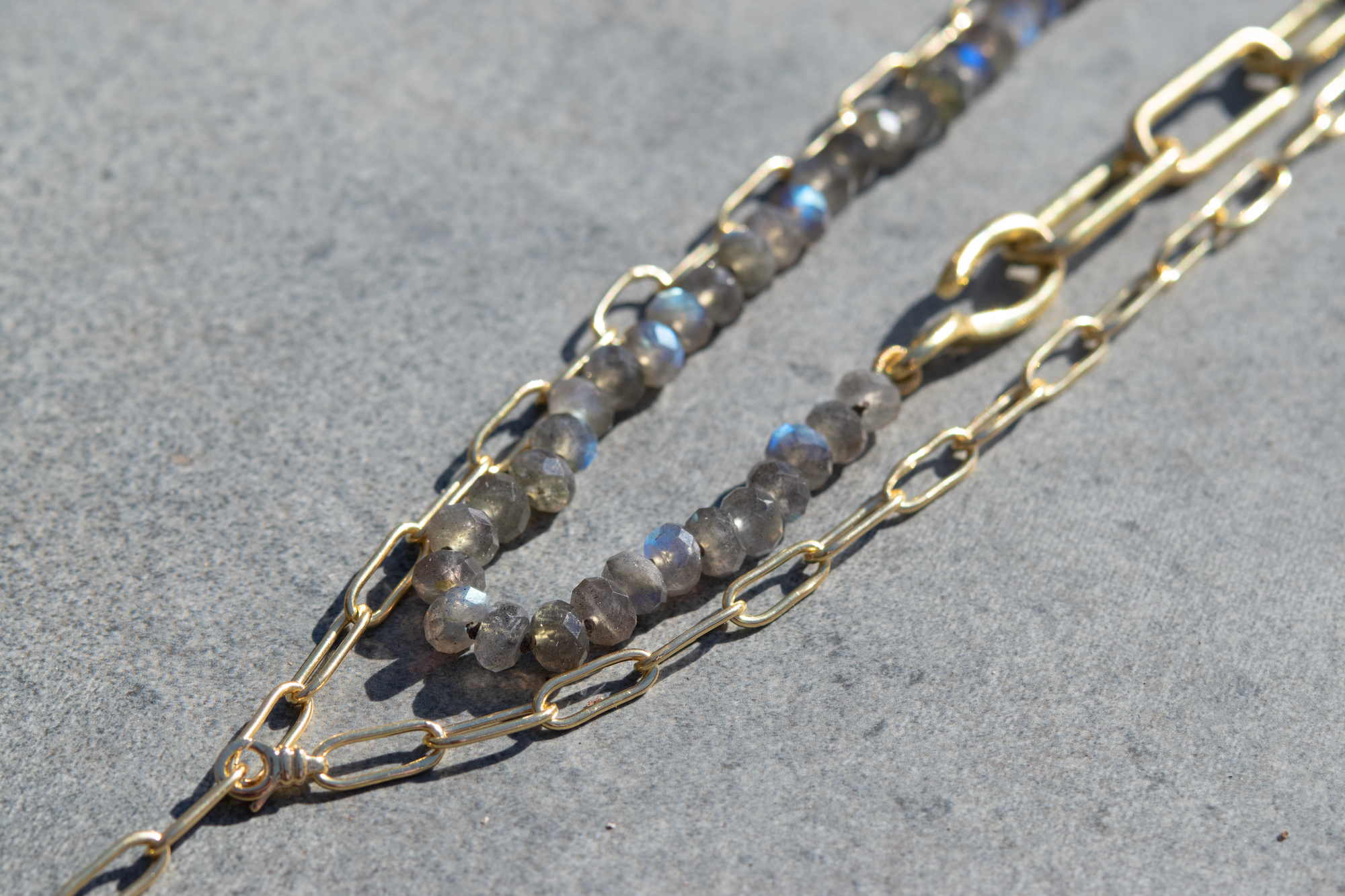 Labradorite + 18k Gold Chain