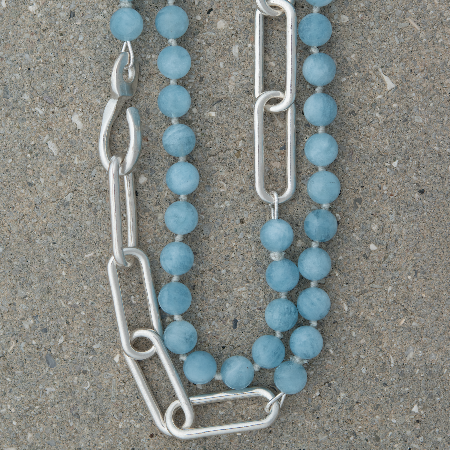 Triple Eliza Aquamarine Necklace