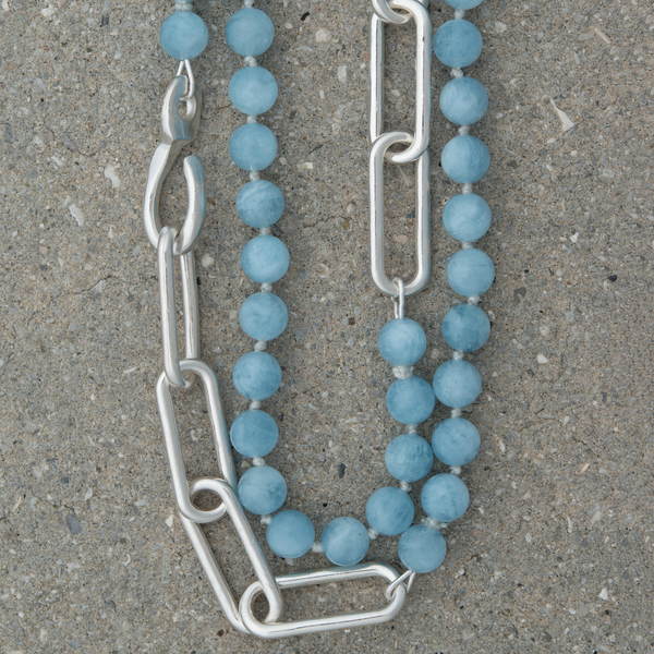 Triple Eliza Aquamarine Necklace