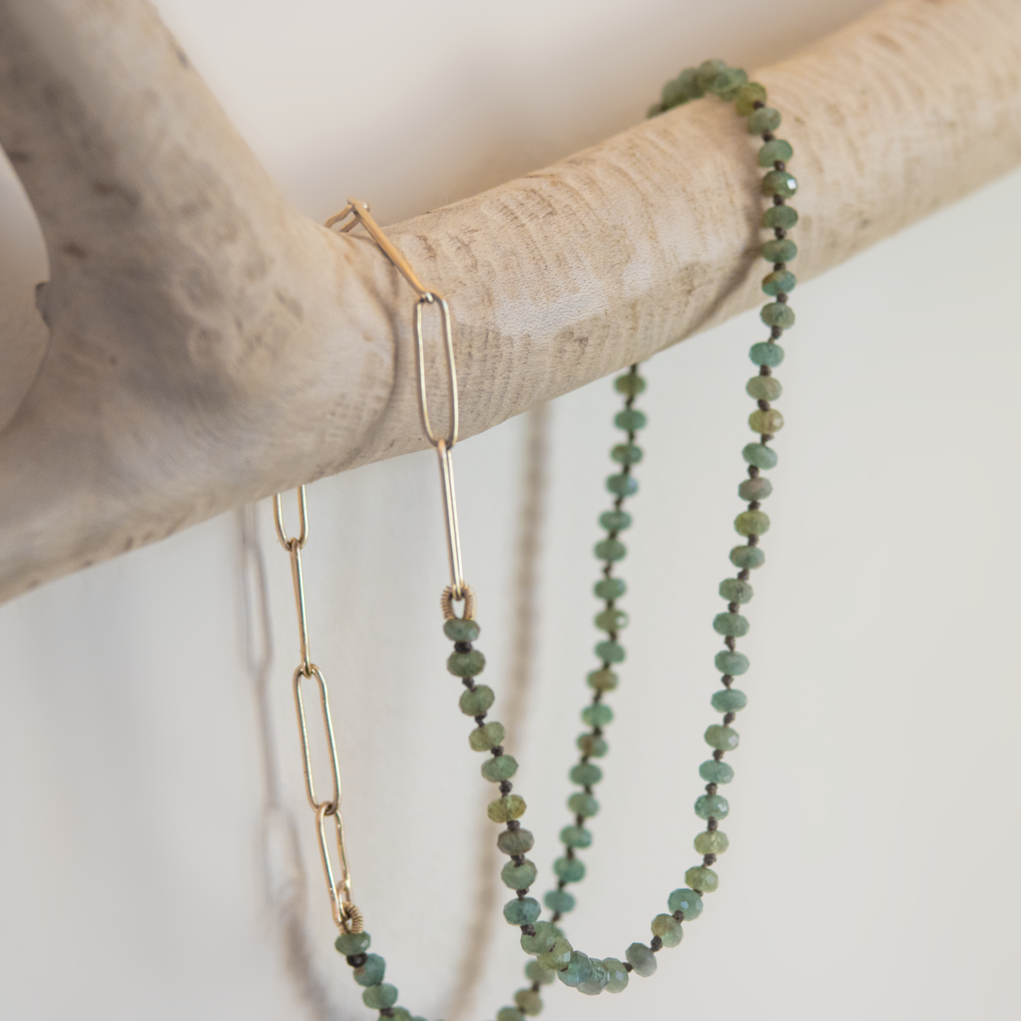 Green Apatite + 14k Gold Chain