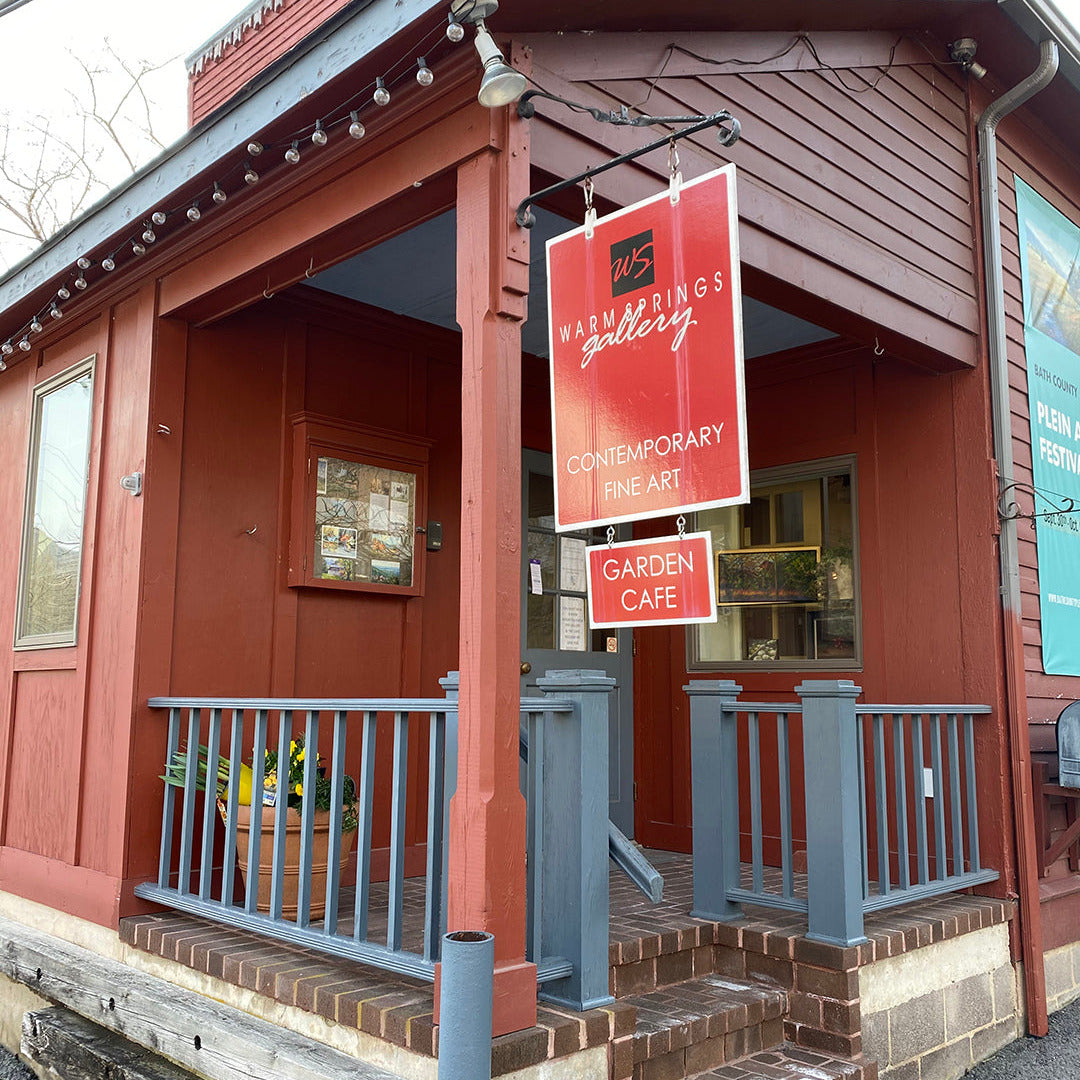 The entrance to Warm Springs Gallery located in Warm Springs, Virginia. WSG is an artisan gallery that features fine art, jewelry, and gifts.