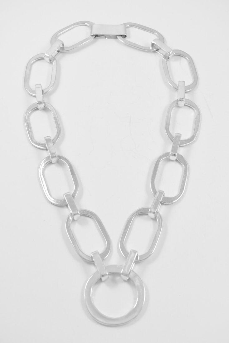 The Uma Necklace, a tour de fource of sterling silver hand carved cast links. This necklace stuns!